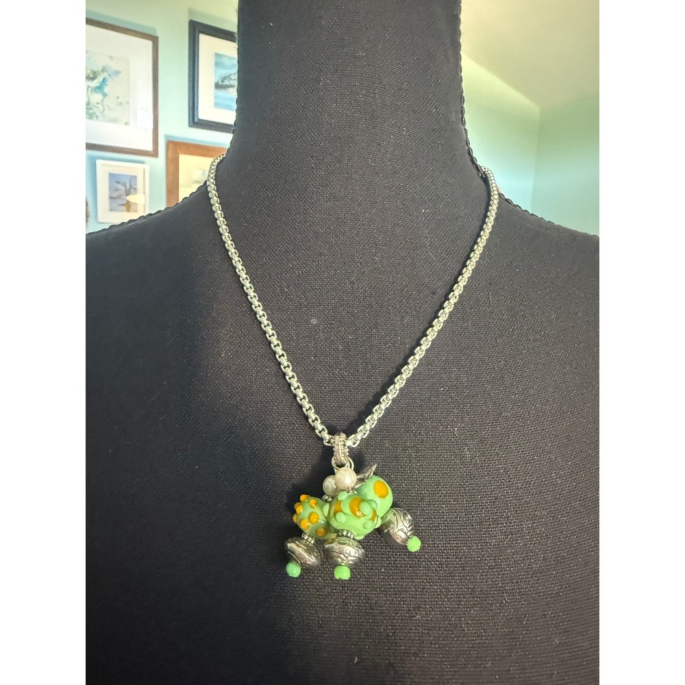 Mainstreet Collection Green Spotted Glass Bead Charm Necklace LOBN/8869 NEW